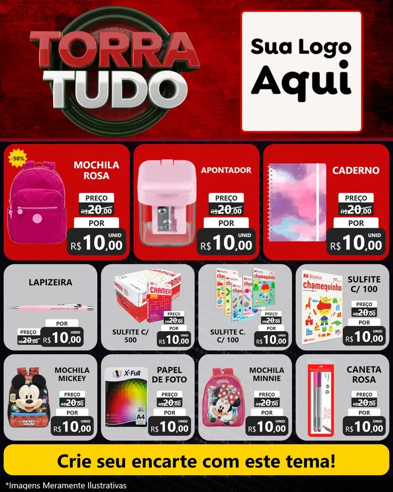 Modelo de Rede Social para Feed Instagram com o tema Torra Tudo para Papelaria