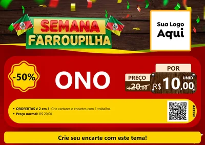 Modelo de Cartaz para Cartaz A4 Horizontal com o tema Semana Farroupilha para Óticas