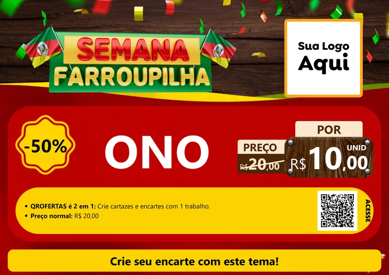 Modelo de Cartaz para Cartaz A4 Horizontal com o tema Semana Farroupilha para Óticas