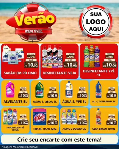 Modelo de Rede Social para Feed Instagram com o tema Verão Imbatível para Produtos de Limpeza