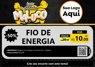 Modelo de Cartaz para Cartaz A4 Horizontal com o tema Sexta e Sábado Maluco para Materiais Elétricos