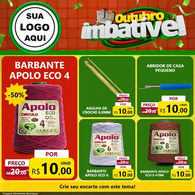 Modelo de Rede Social para Feed Facebook com o tema Outubro Imbatível para Armarinho e Aviamentos