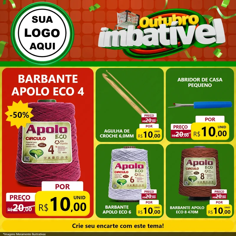 Modelo de Rede Social para Feed Facebook com o tema Outubro Imbatível para Armarinho e Aviamentos