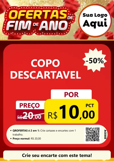 Modelo de Cartaz para Cartaz A4 Vertical com o tema Ofertas de Fim de Ano para Embalagens