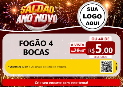 Modelo de Cartaz para Cartaz A4 Horizontal com o tema Saldão de Ano Novo para Móveis e Eletro