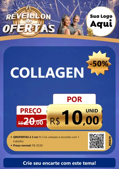 Modelo de Cartaz para Cartaz A4 Vertical com o tema Réveillon de Ofertas para Suplementos alimentares
