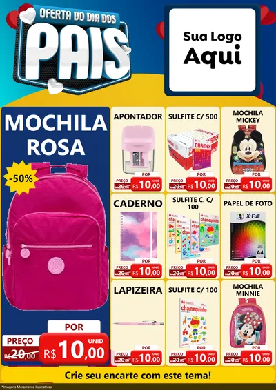 Modelo de Encarte para Encarte A4 Vertical com o tema Oferta Do Dia Dos Pais para Papelaria