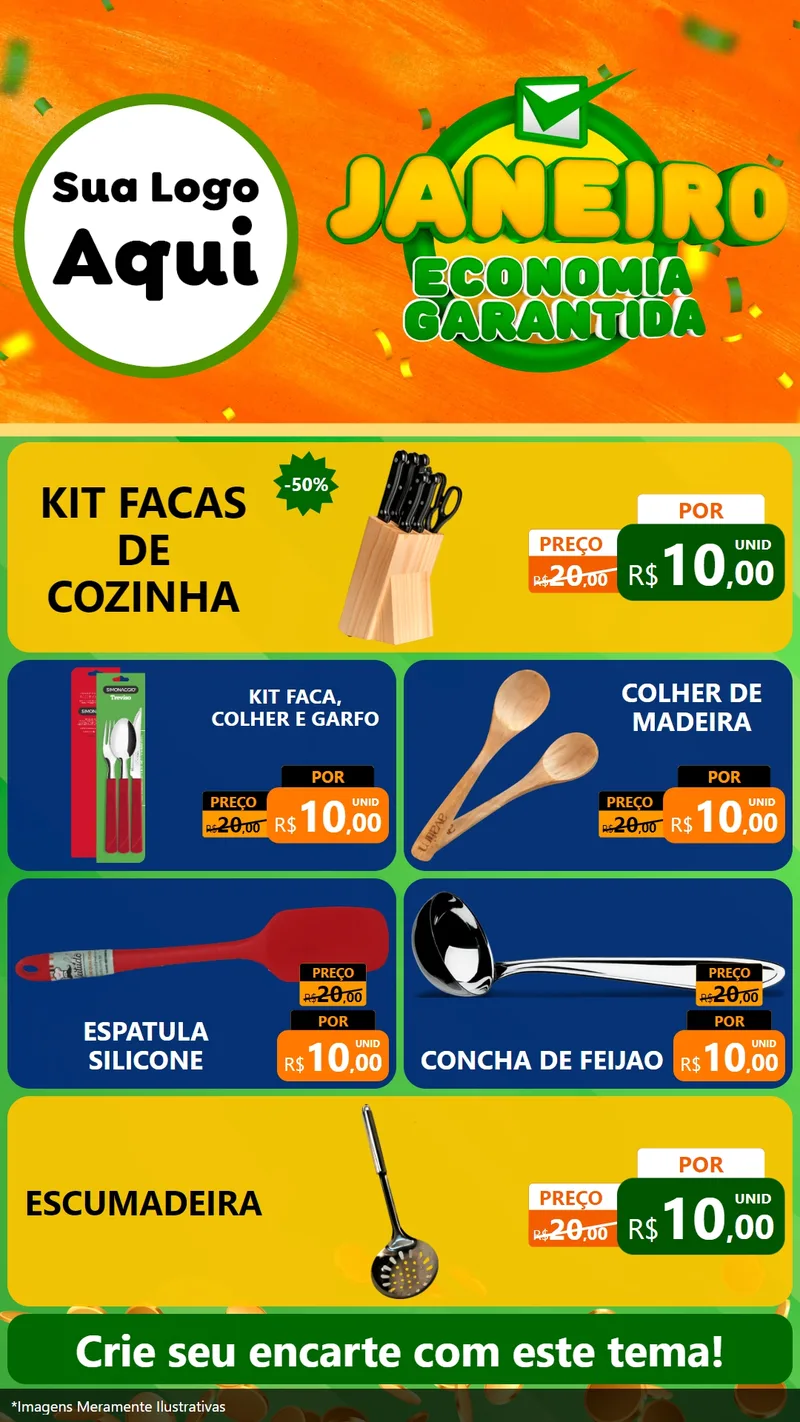 Modelo de TV para TV Vertical com o tema Janeiro - Economia Garantida para Utilidades Domésticas