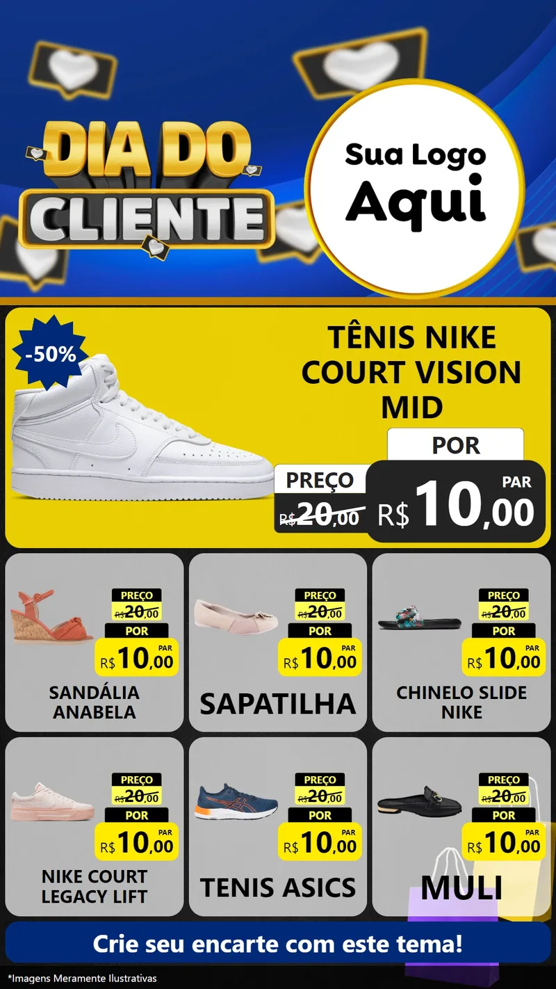 Modelo de Rede Social para Stories com o tema Dia Do Cliente para Calçados