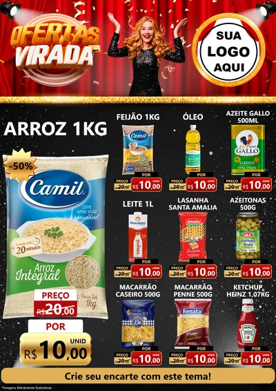 Modelo de Encarte para Encarte A4 Vertical com o tema Ofertas da Virada para Supermercado
