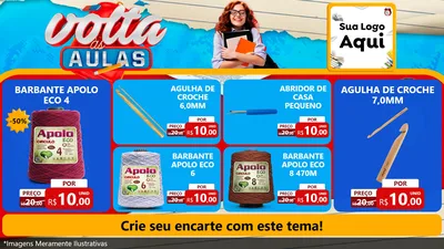Modelo de TV para TV Horizontal com o tema Volta às Aulas para Armarinho e Aviamentos