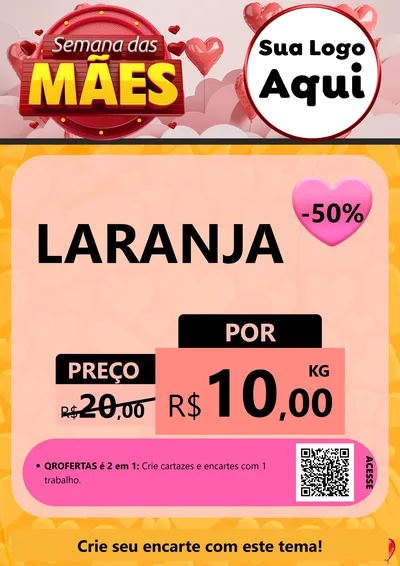 Modelo de Cartaz para Cartaz A4 Vertical com o tema Semana das Mães para Hortifrúti