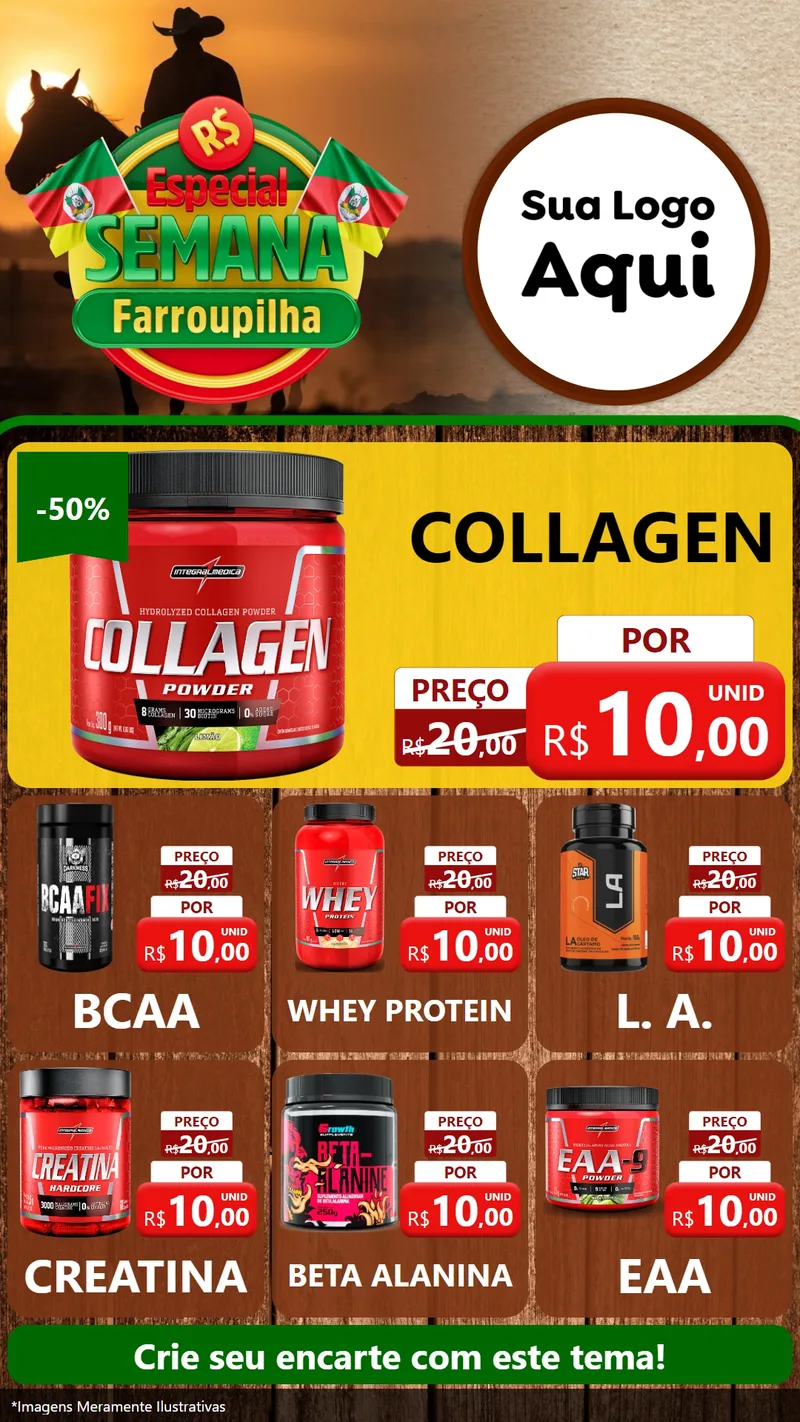 Modelo de Rede Social para Stories com o tema Especial Semana Farroupilha para Suplementos alimentares