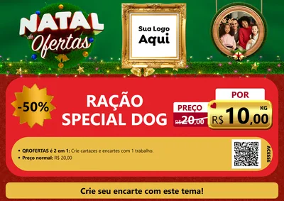 Modelo de Cartaz para Cartaz A4 Horizontal com o tema Natal de Ofertas para Pet Shop