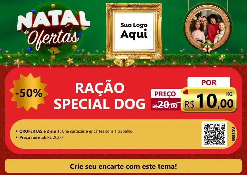 Modelo de Cartaz para Cartaz A4 Horizontal com o tema Natal de Ofertas para Pet Shop