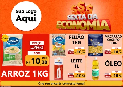 Modelo de Encarte para Encarte A4 Horizontal com o tema Sexta da Economia para Supermercado