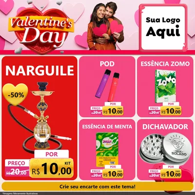 Modelo de Rede Social para Feed Facebook com o tema Valentine's Day para Tabacaria