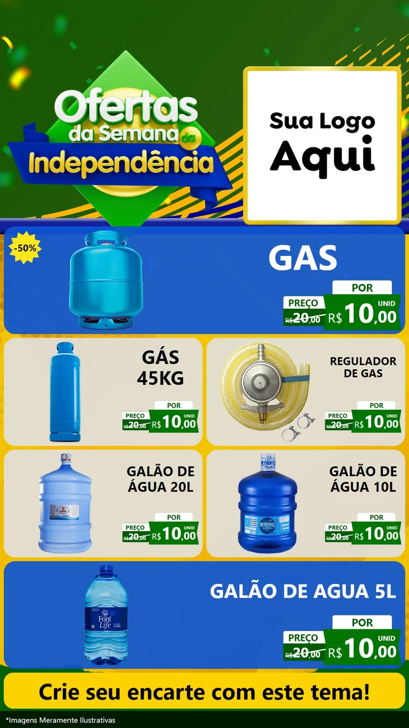 Modelo de TV para TV Vertical com o tema Ofertas da Semana da Independência para Água e gás