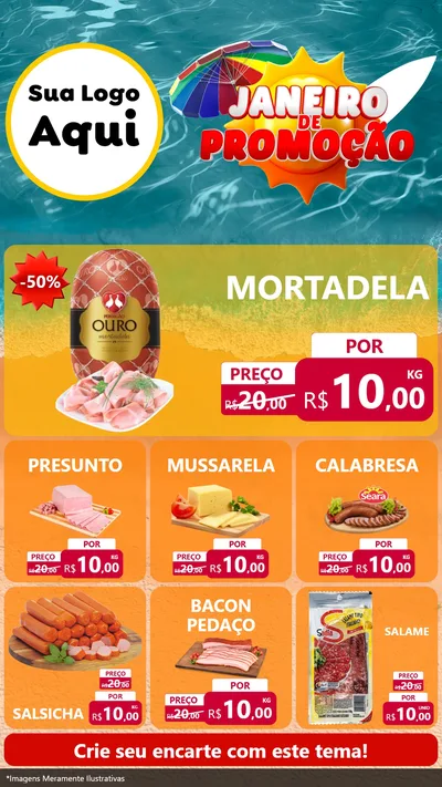Modelo de Rede Social para Stories com o tema Janeiro de Promoção para Frios e Laticínios