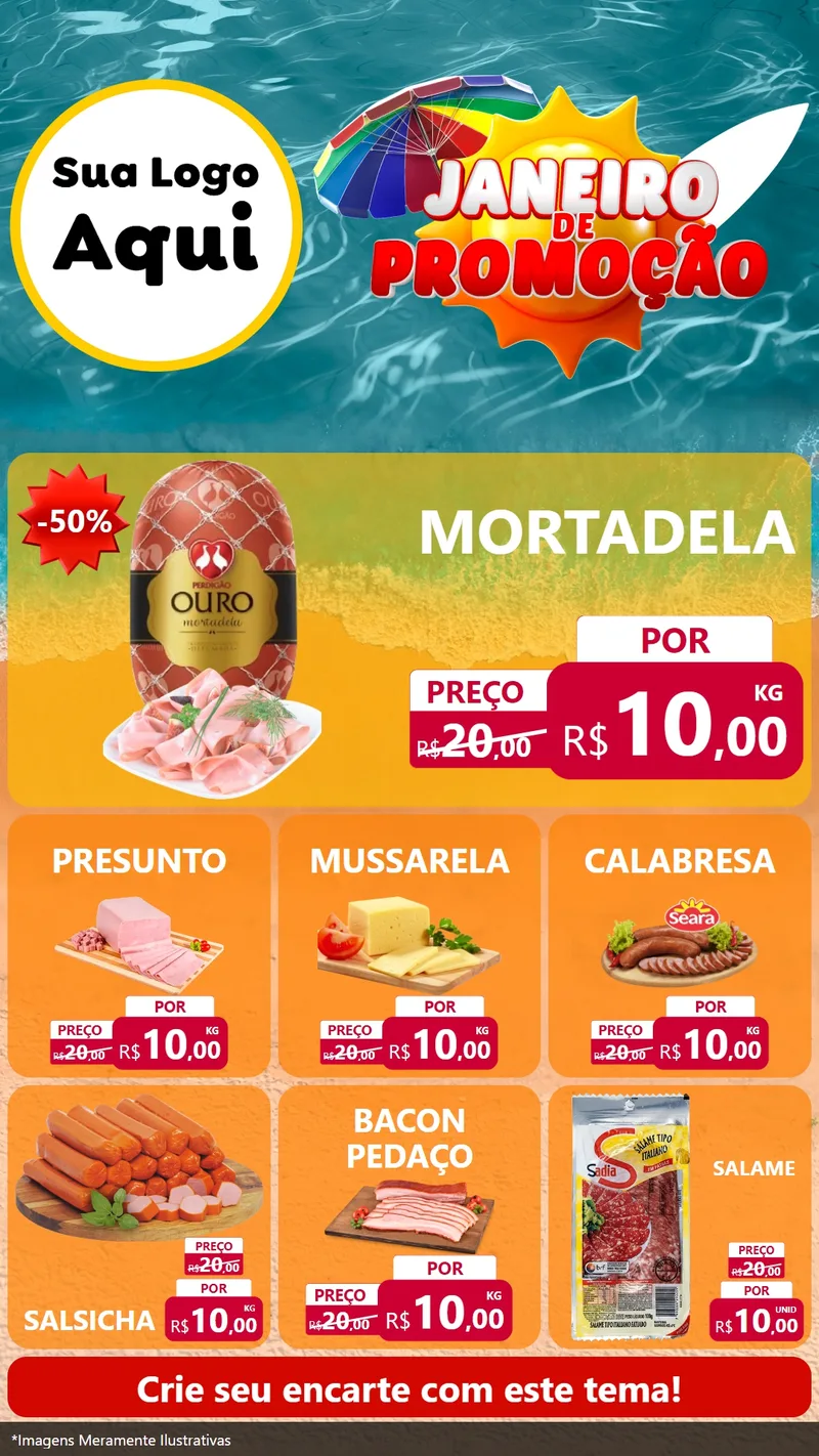 Modelo de Rede Social para Stories com o tema Janeiro de Promoção para Frios e Laticínios