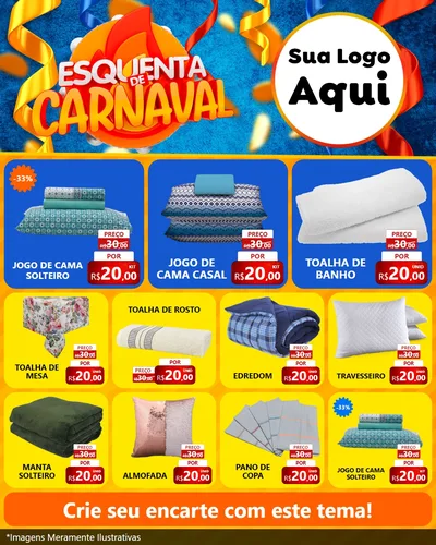 Modelo de Rede Social para Feed Instagram com o tema Esquenta de Carnaval para Cama, Mesa e Banho
