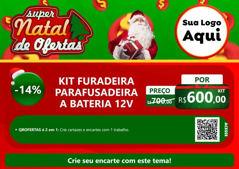 Modelo de Cartaz para Cartaz A4 Horizontal com o tema Super Natal de Ofertas para Maquinas e Ferramentas