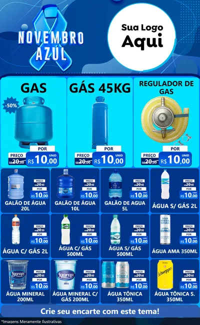 Modelo de Encarte para Encarte Grande com o tema Novembro Azul para Água e gás