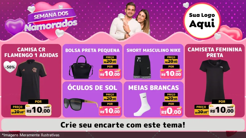 Modelo de TV para TV Horizontal com o tema Semana dos Namorados para Roupas e acessórios