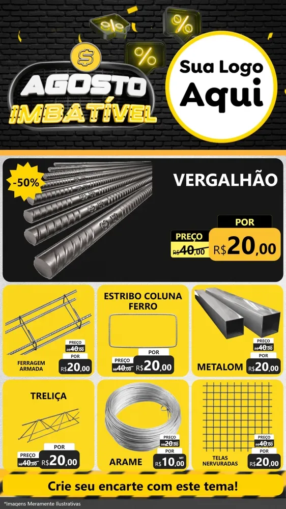 Modelo de Rede Social para Stories com o tema Agosto Imbatível para Ferragens