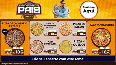 Modelo de TV para TV Horizontal com o tema Especial Dia dos Pais para Pizzaria