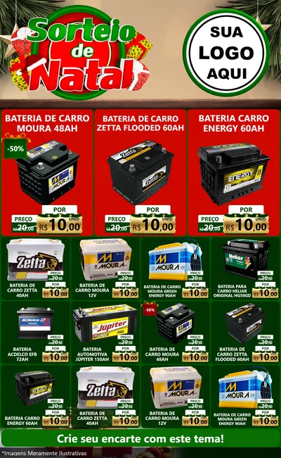 Modelo de Encarte para Encarte Grande com o tema Sorteio de Natal para Baterias Elétricas