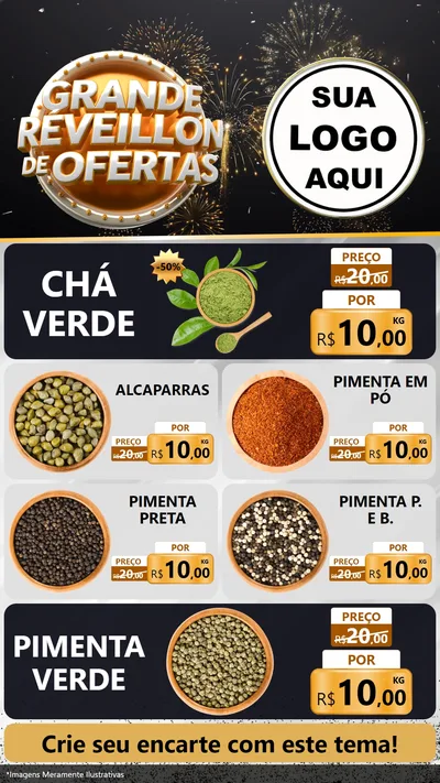Modelo de TV para TV Vertical com o tema Grande Réveillon de Ofertas para Produtos Naturais