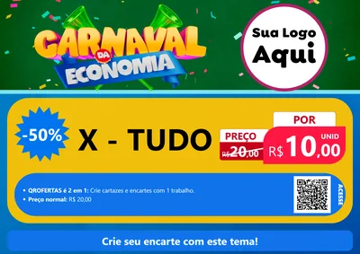 Modelo de Cartaz para Cartaz A4 Horizontal com o tema Carnaval da Economia para Hamburgueria