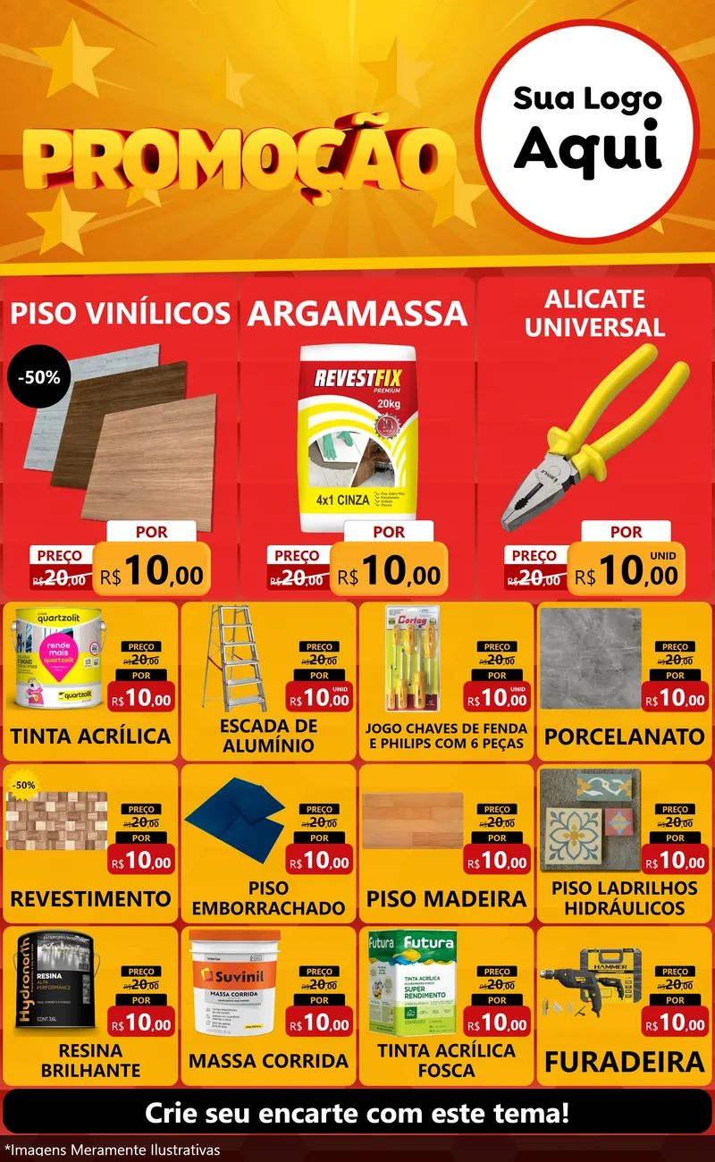 Modelo de Encarte para Encarte Grande com o tema Promoção para Material para Construção