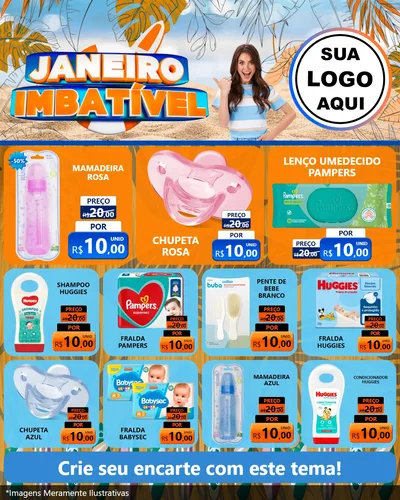 Modelo de Rede Social para Feed Instagram com o tema Janeiro Imbatível para Bebês