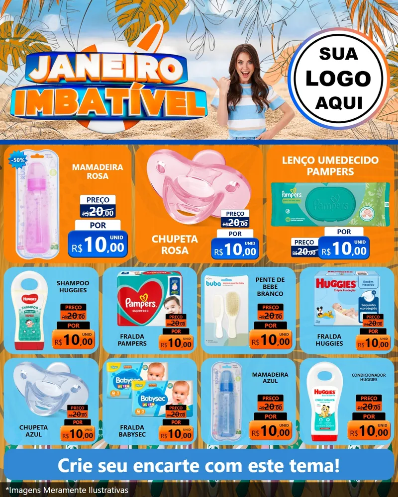 Modelo de Rede Social para Feed Instagram com o tema Janeiro Imbatível para Bebês