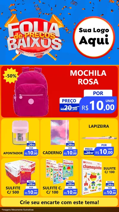 Modelo de Rede Social para Stories com o tema Folia de Preços Baixos para Papelaria