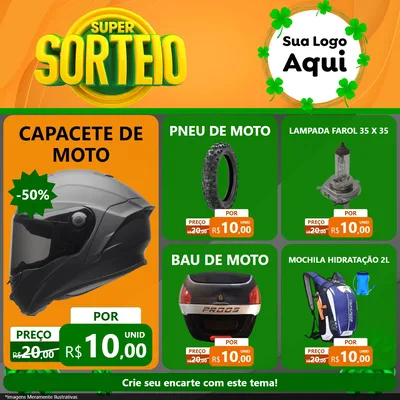 Modelo de Rede Social para Feed Facebook com o tema Super Sorteio para Moto peças