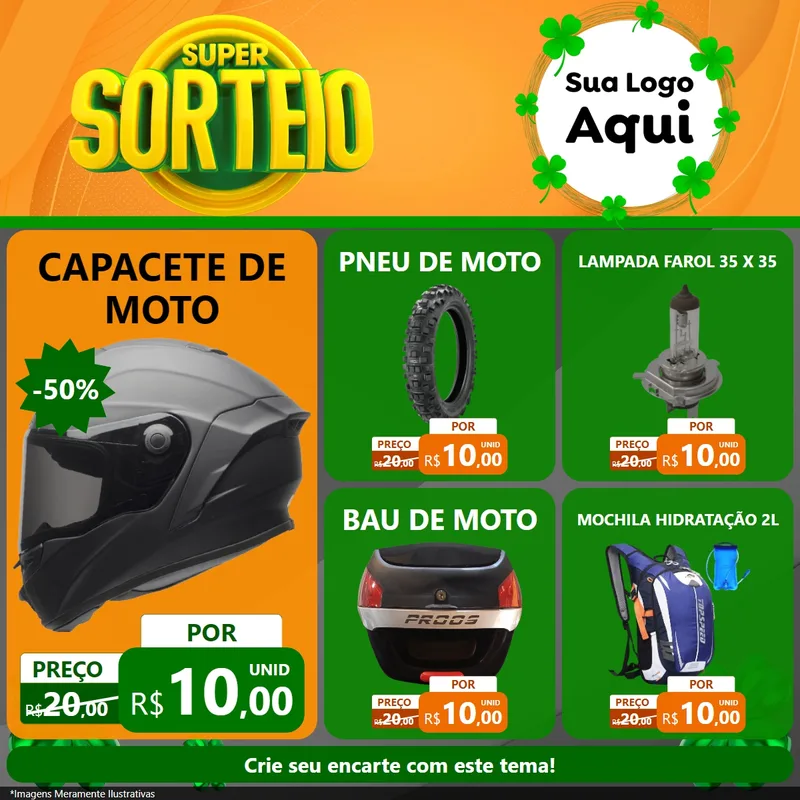 Modelo de Rede Social para Feed Facebook com o tema Super Sorteio para Moto peças