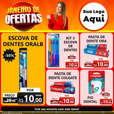 Modelo de Rede Social para Feed Facebook com o tema Janeiro de Ofertas para Higiene Pessoal