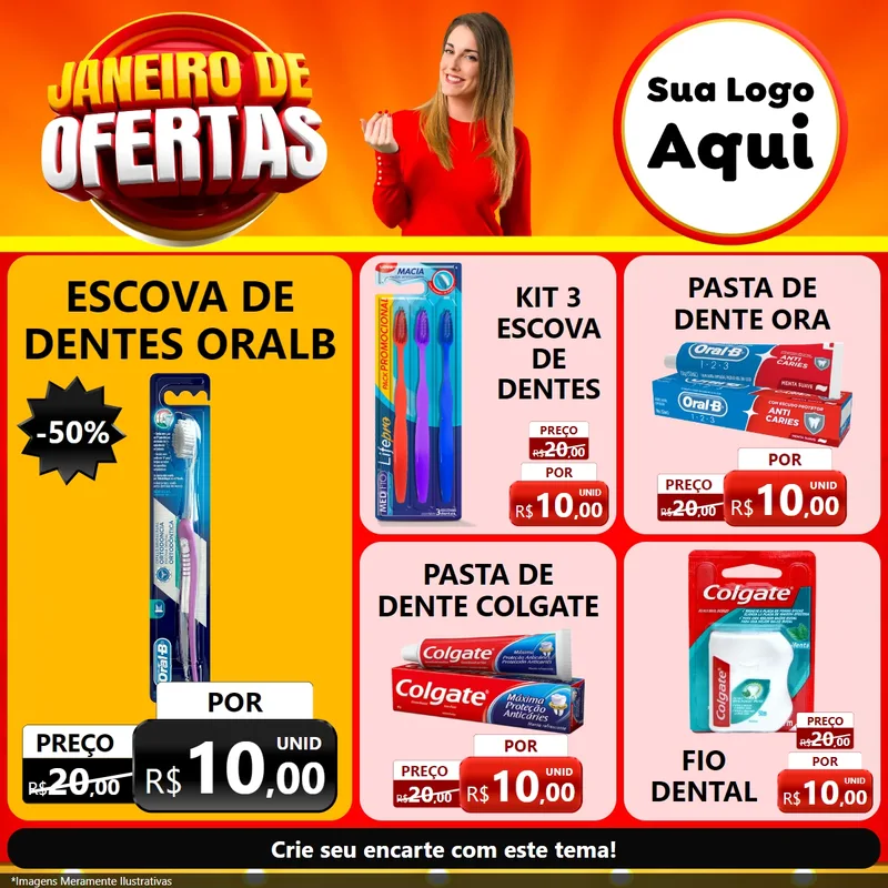 Modelo de Rede Social para Feed Facebook com o tema Janeiro de Ofertas para Higiene Pessoal