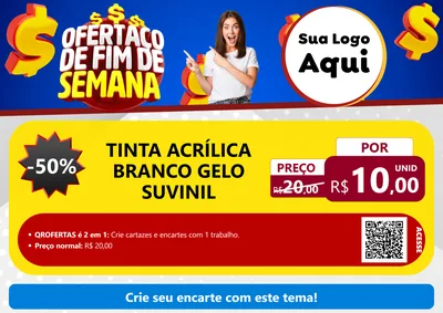 Modelo de Cartaz para Cartaz A4 Horizontal com o tema Ofertaço de Fim de Semana para Tintas e Ferramentas