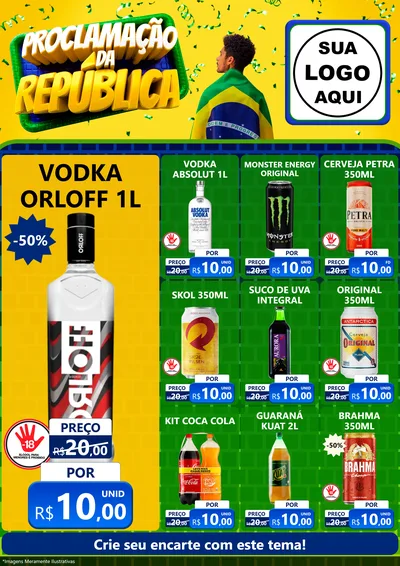 Modelo de Encarte para Encarte A4 Vertical com o tema Proclamação da República para Distribuidora de bebidas