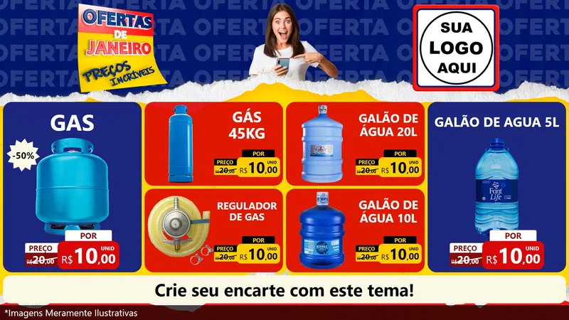 Modelo de TV para TV Horizontal com o tema Ofertas de Janeiro - Preços Incríveis para Água e gás