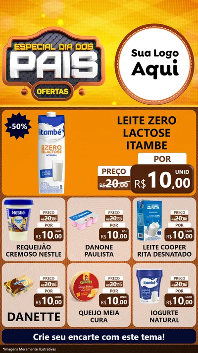 Modelo de Rede Social para Stories com o tema Especial Dia dos Pais para Frios e Laticínios