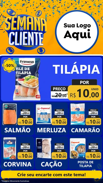 Modelo de Rede Social para Stories com o tema Semana do Cliente para Peixaria