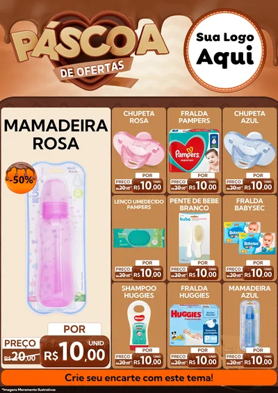 Modelo de Encarte para Encarte A4 Vertical com o tema Páscoa de Ofertas para Bebês