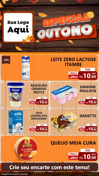 Modelo de TV para TV Vertical com o tema Especial Outono para Frios e Laticínios