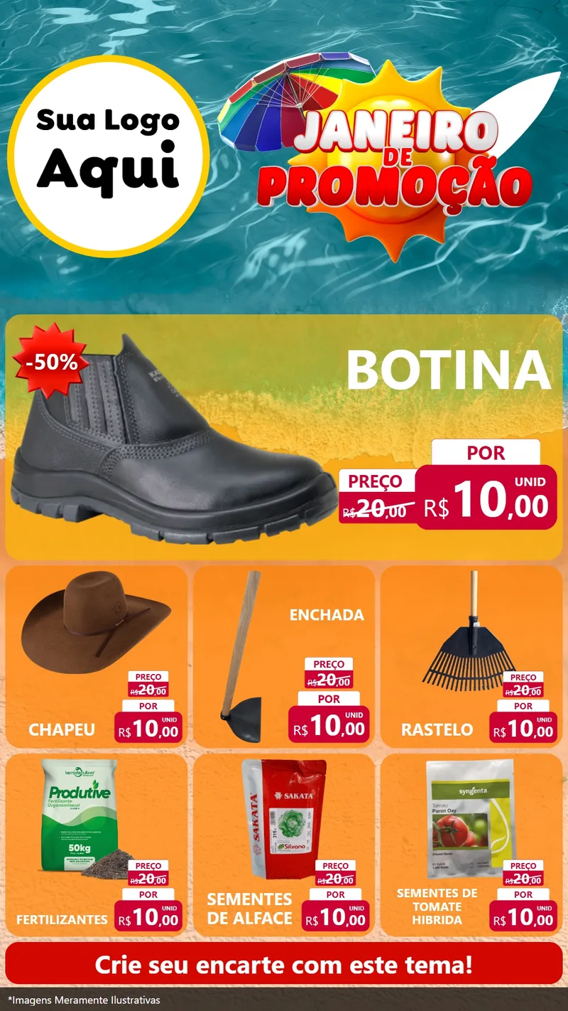 Modelo de Rede Social para Stories com o tema Janeiro de Promoção para Agropecuária
