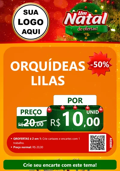 Modelo de Cartaz para Cartaz A4 Vertical com o tema Um Natal de Ofertas para Floricultura e jardim